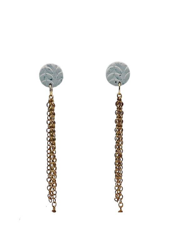 Leaf Textured Chain Earrings for wholesale by Maia Sol Designs