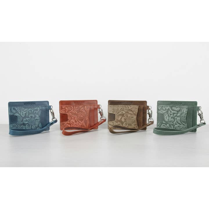 Small ID Wristlet Floral Filigree Leather ABSLG 41-26101 for wholesale by Leather Impressions Inc
