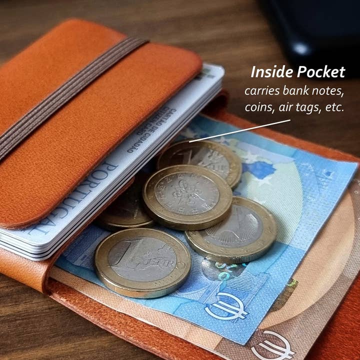 Singular Leather - Wholesale Wallet - Unisex - Amber Orange Leather Wallet - Minimalist and Customizable2