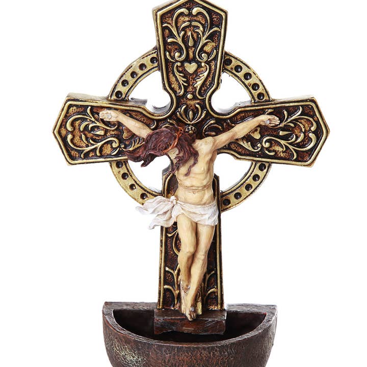 Pacific Trading - Wholesale Decorative Tabletop Object - Crucifixion of Jesus Holy Water Font0