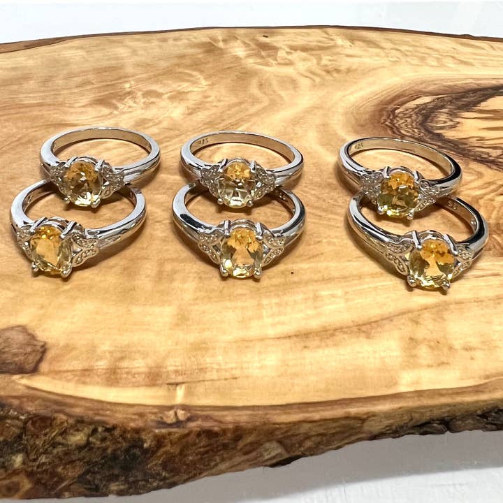KayleeNYC - Wholesale Single Stone/Solitaire Ring - Citrine Ring White Bronze2