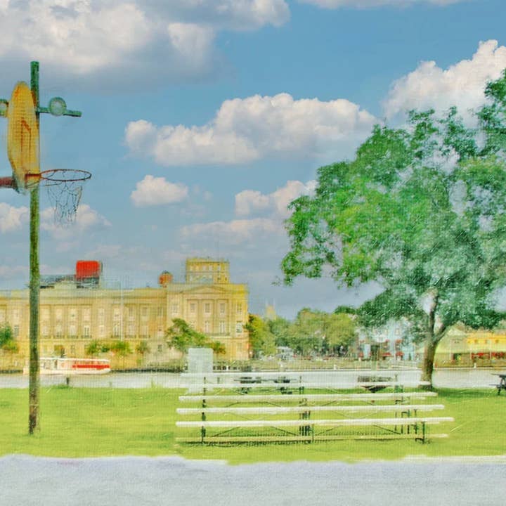 Sottobicchiere artistico River Court (One Tree Hill) per la vendita all'ingrosso da parte di Mike Bryand Photo-Art