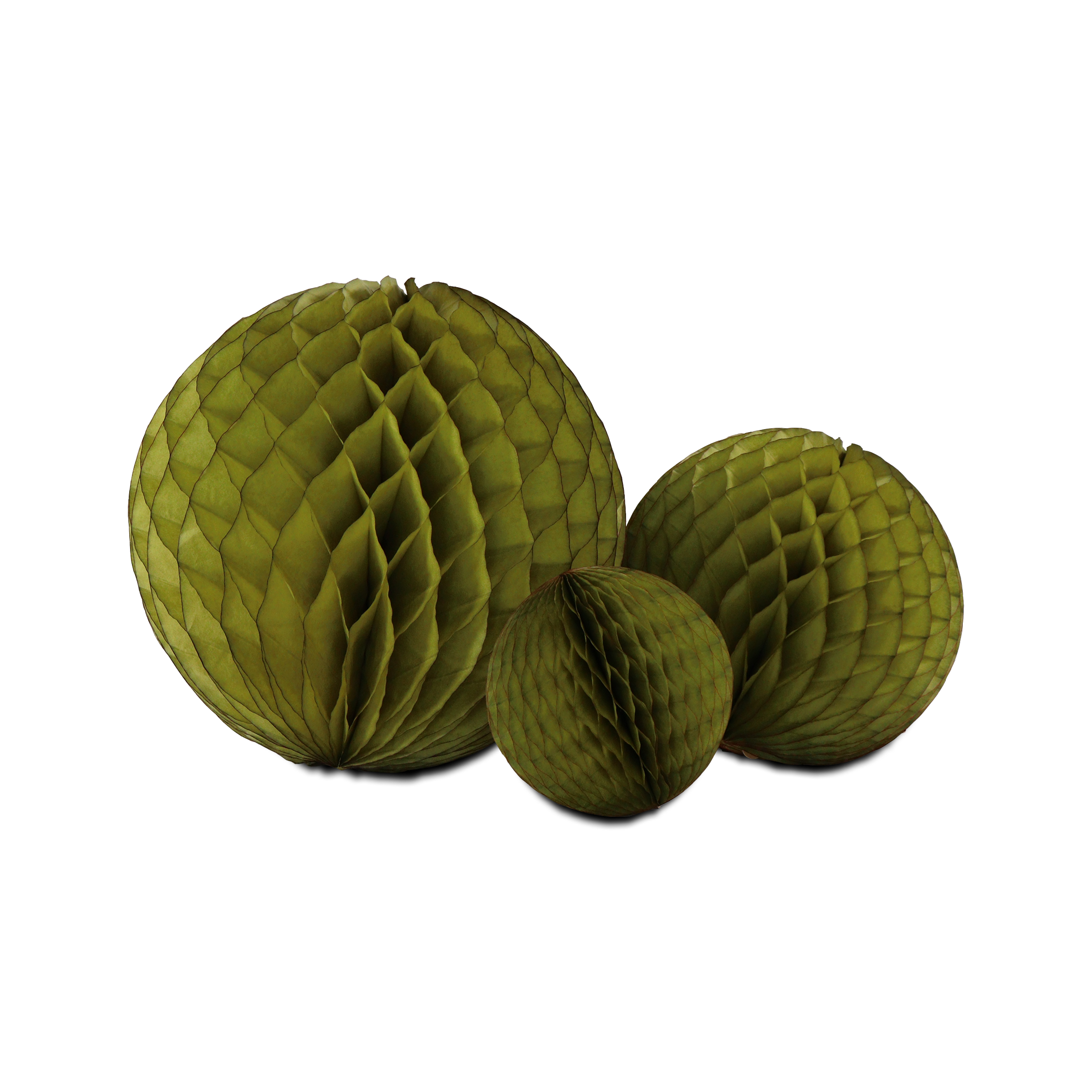 studio THIE - Vente Décalcomanie – décorations de fête - Trio de boules alvéolées en papier1