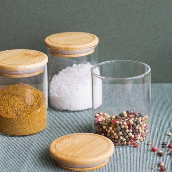 Glass Spice Jars Round (3 piece set) for wholesale by Pebbly