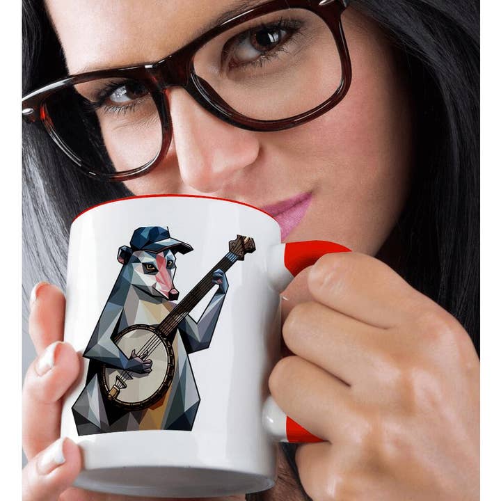 3dRose - Wholesale Coffee Mug - 3dRose, Funny Cute Possum Playing Banjo Music Abstract Street Cat , Mug