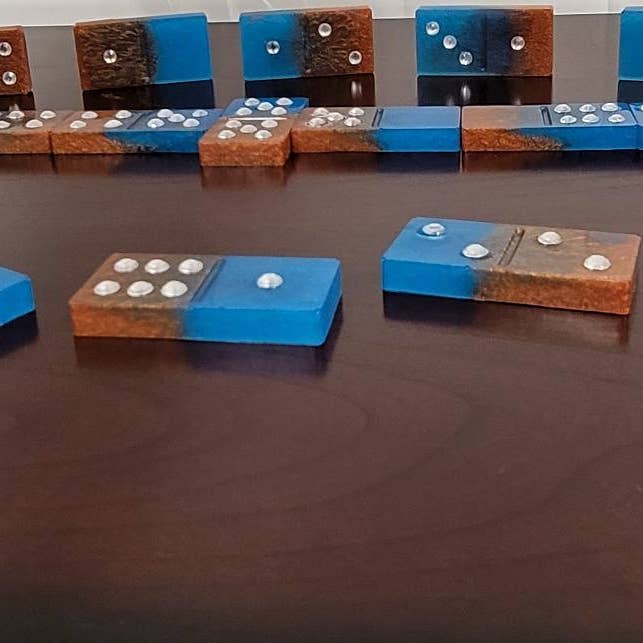 J&M Designs - Vendita all'ingrosso Domino - Set Domino in rame e blu caraibico