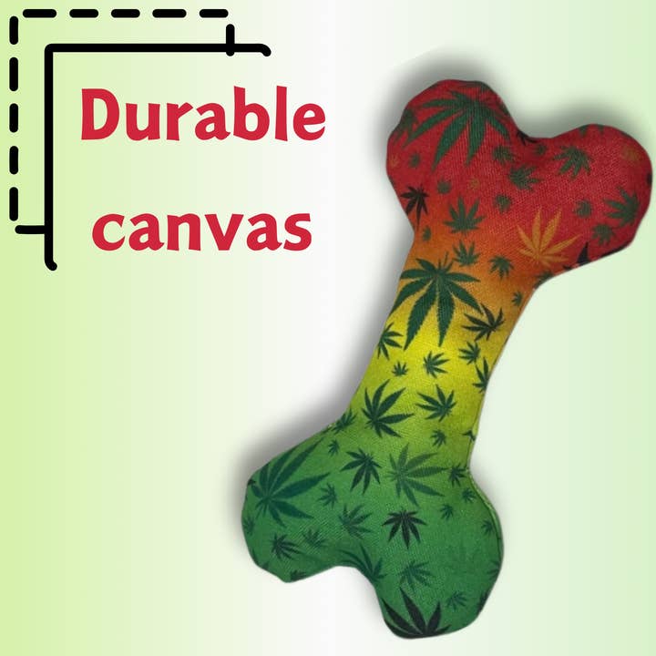 PAW:20 - Wholesale Pet Squeaky Toy - Dog - Stoned to da Bone, Cute Stuffed Rasta Leaf Bone Dog Toy3