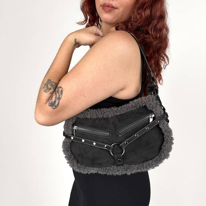 Obsidian Angel Fur Bag for wholesale by Wicked Misfit
