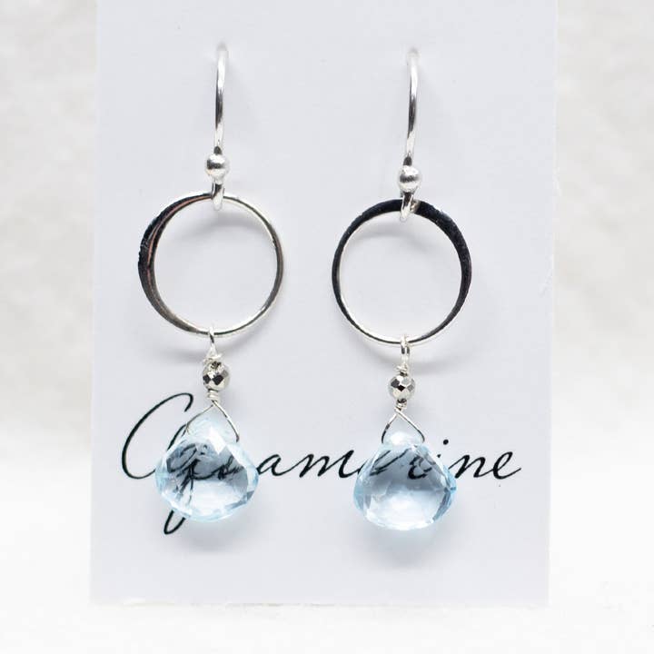 Susan Roberts Jewelry - Wholesale Dangle Earrings - Aquamarine Ring Silver Earrings0