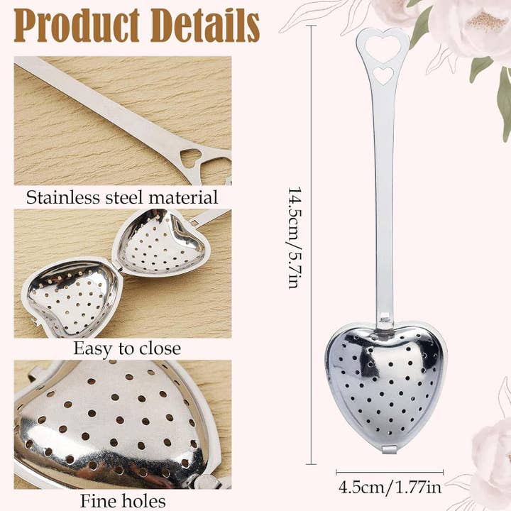 Magnifique Hearts - Wholesale Tea Strainer/Infuser - Heart Shaped Stainless Steel Loose Leaf Tea Infusers - 20 Pc2