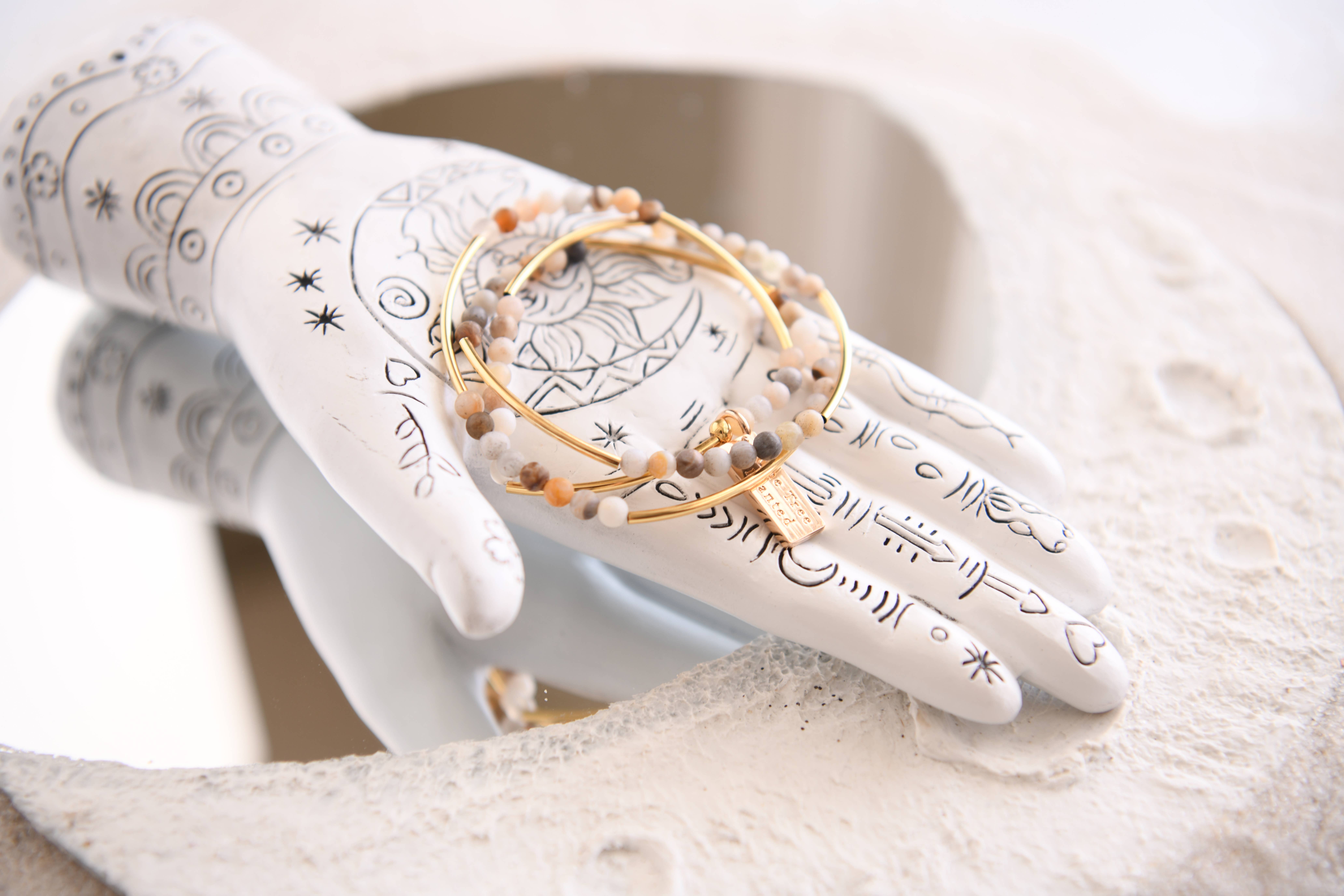 Cecelia Designs Jewelry - Wholesale Beaded Bracelet - Gemstone and Gold Plated Triple Wrap Bracelets 14