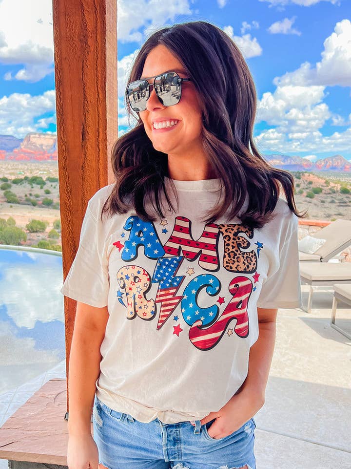 Retro America Graphic T-Shirt for wholesale by Sugar Stitch