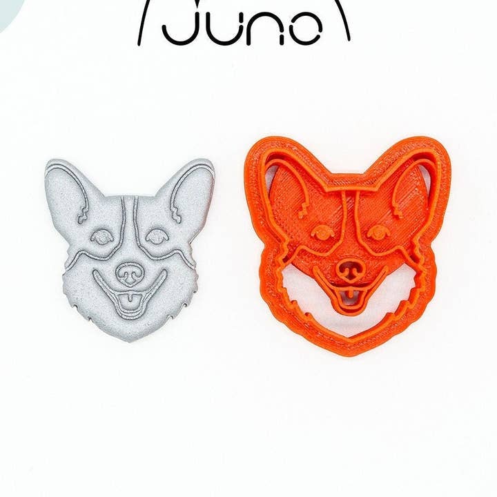 Corgi Face Dog Printed Polymer Clay Cookie Cutter for wholesale by Juno 3D