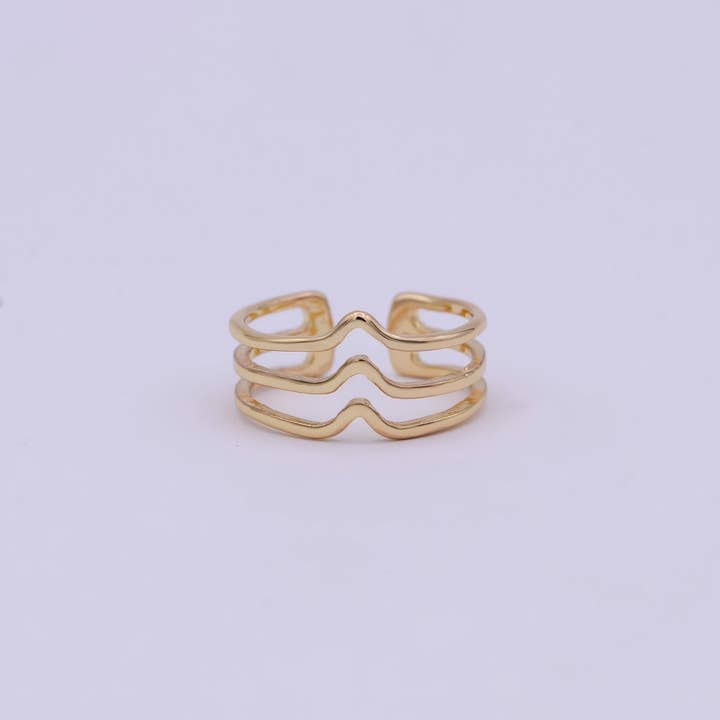Minimalist 16K Gold Filled Geometric Statement Adjustable Stacking Ring Chevron Ring | U-392 for wholesale by Aim Eternal