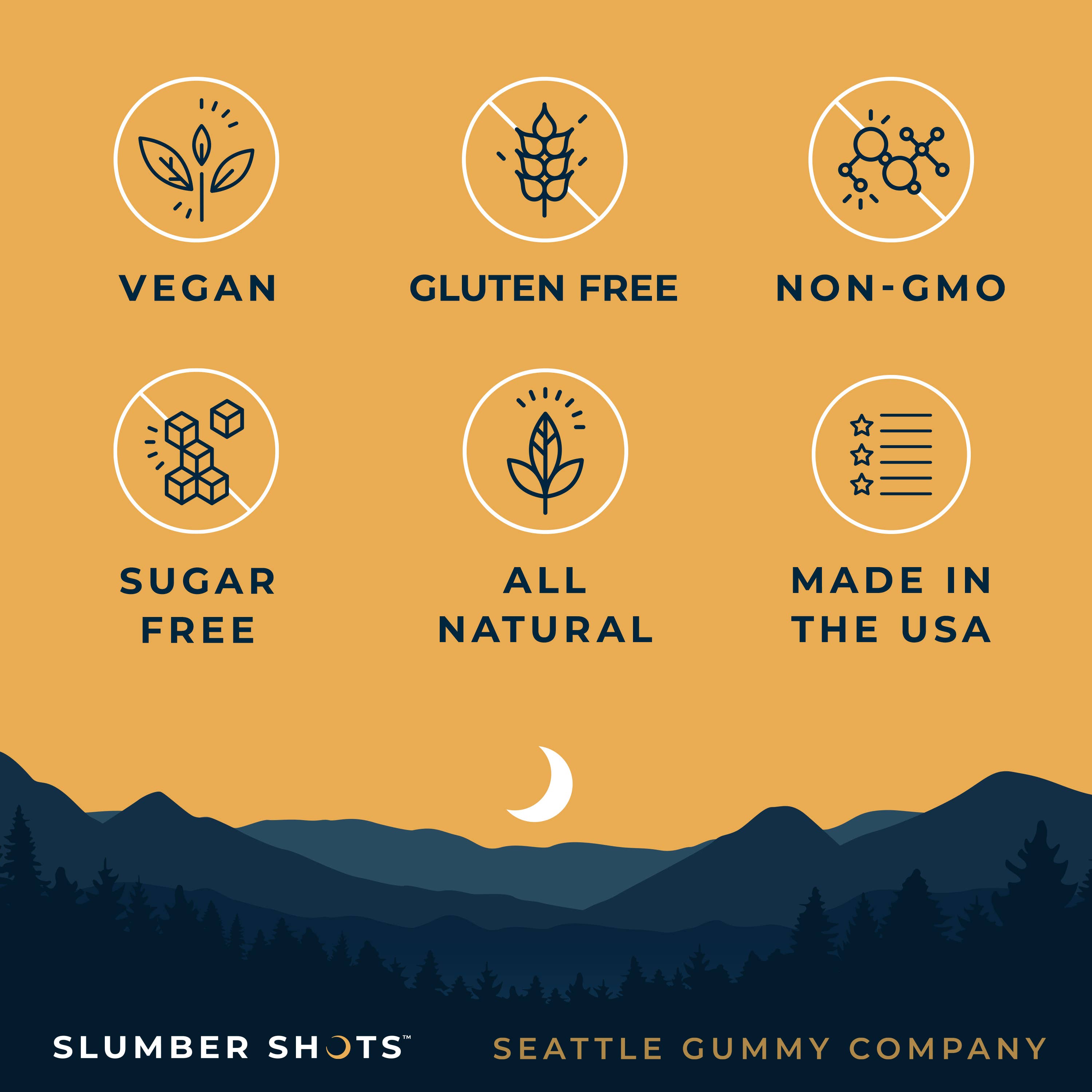 Seattle Gummy Company - Vente Supplément oral/vitamine - Slumber Shots Sleep Aid SANS SUCRE, 48 portions | Paquet de 1210