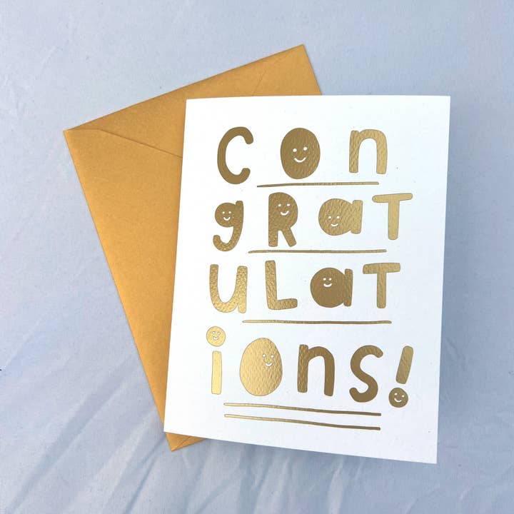 Congratulations! Smiley Gold Card for wholesale by Susanne Lamb
