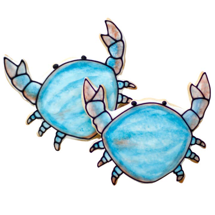 Watercolor Blue Crab Cookies for wholesale by Sweet Sanctions LLC