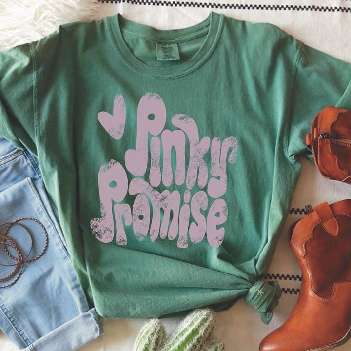 REMOVED BRAND - Wholesale Screen Printed T-Shirt - Women's - Pinky Promise shirt Comfort Colors cute women0