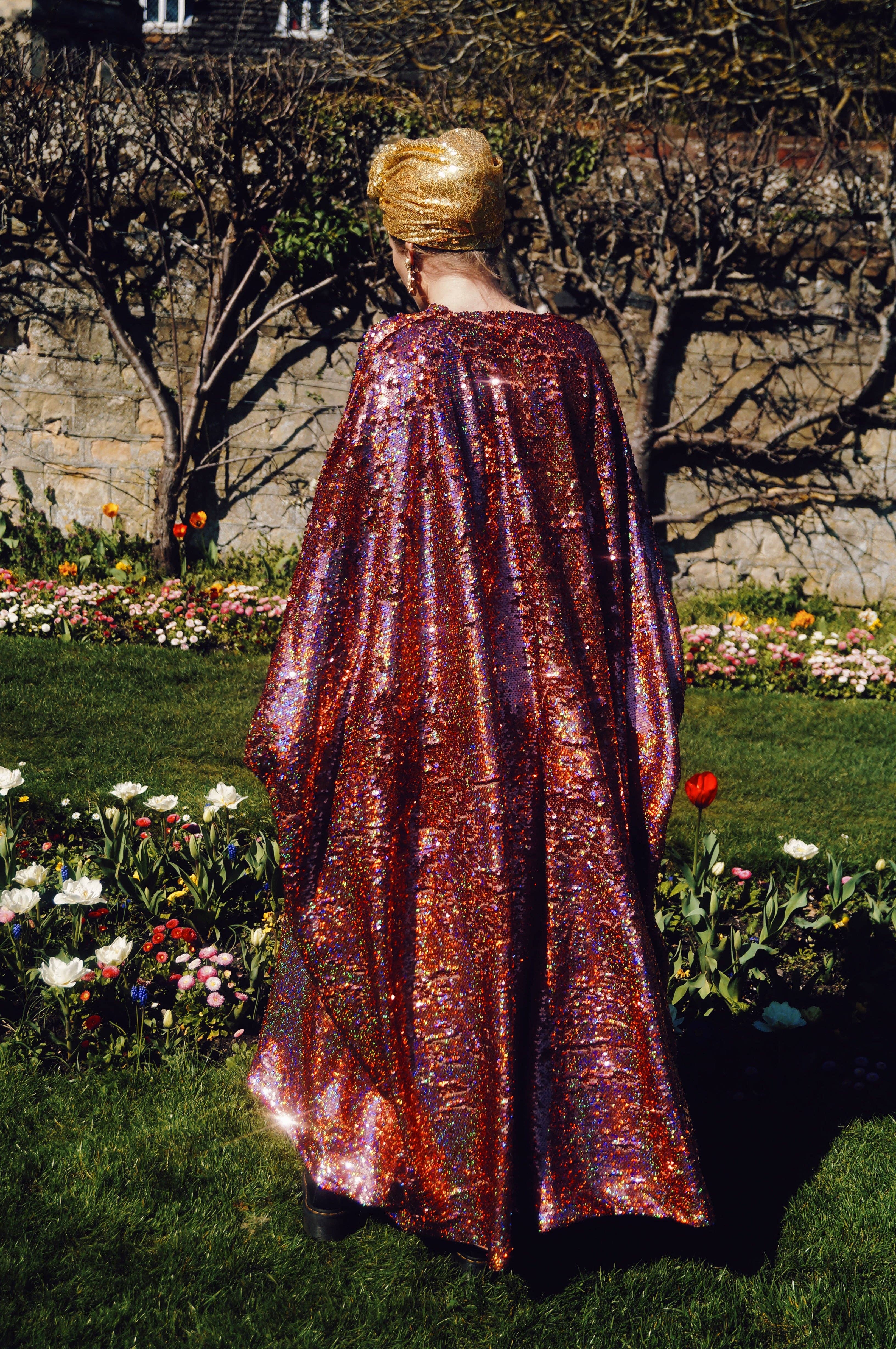 Fumbalinas – wholesale Kaftan – Women's – Rose Gold Holographic Sequin V-neck Kaftan Gown13