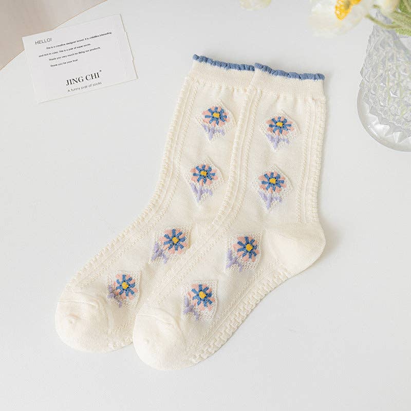 Funkyrel® Atzbranding Limited - Wholesale Socks - Women's - Rufia - Blossom Beauty 3D Floral Embellished Socks4