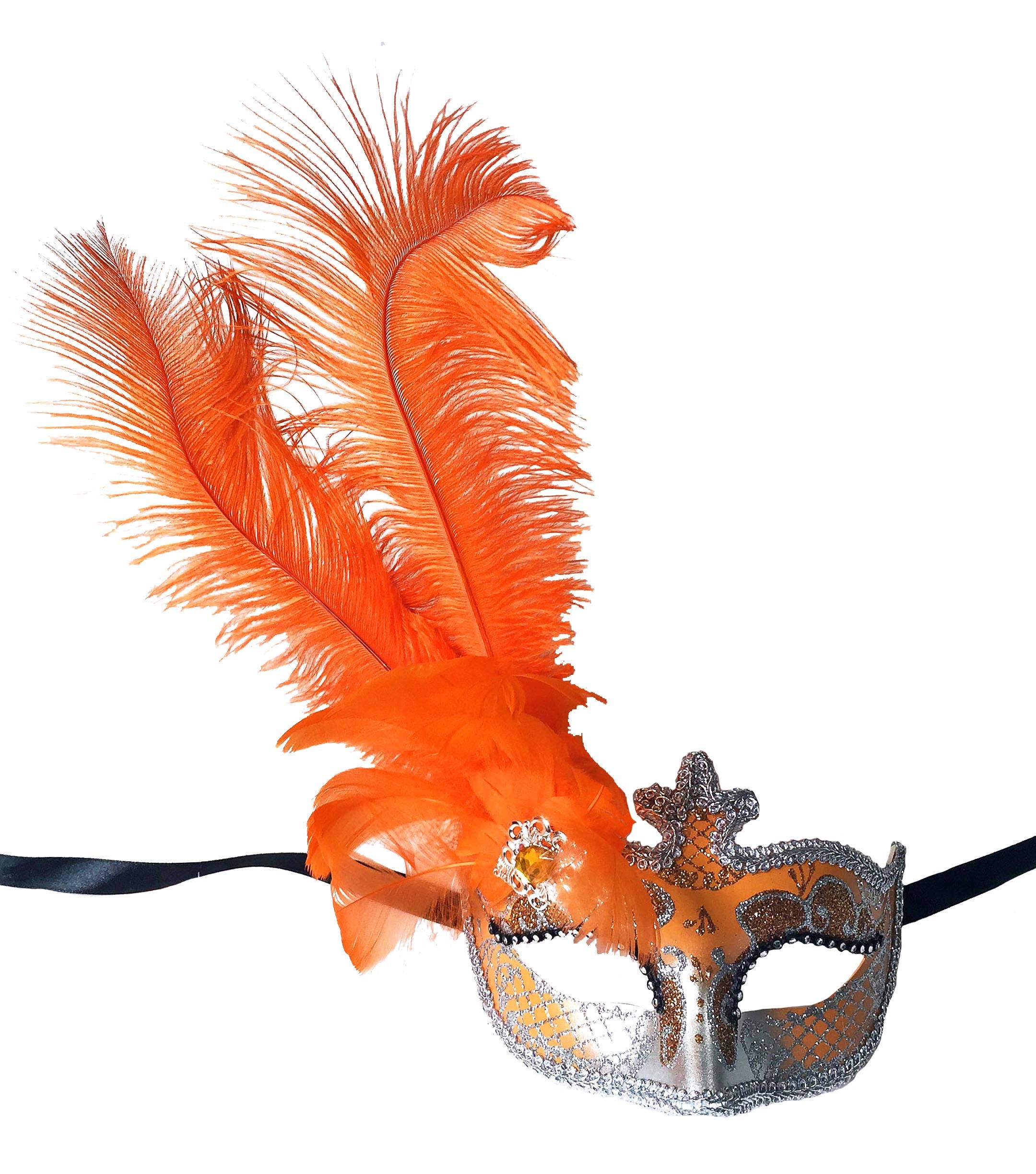 Mardi Gras Creations - Wholesale Costume - Women's - Anarkali Mask With Eye Detail And Feathers15