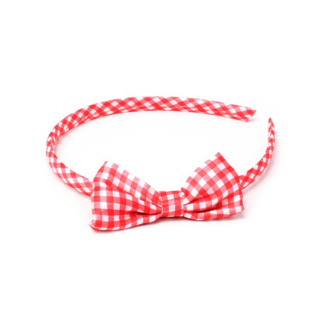 Inca UK - Venta al por mayor Conjunto de accesorios para el pelo - Mujer - Conjunto de coleteros rojos, elásticos y diadema de cuadros vichy.1