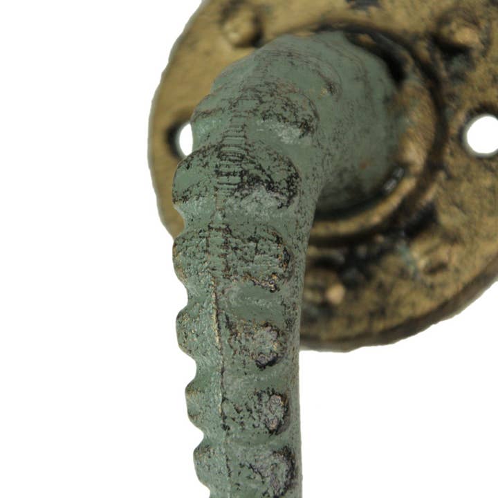 Zeckos - Wholesale Wall Hook - Set/3 Verdigris Bronze Cast Iron Octopus Tentacle Wall Hook