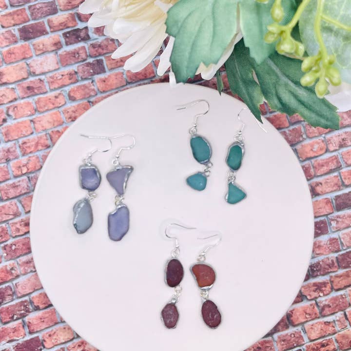 Drift Duo Örhängen i Sjöglas för wholesale av Cyn Elizabeth Studios