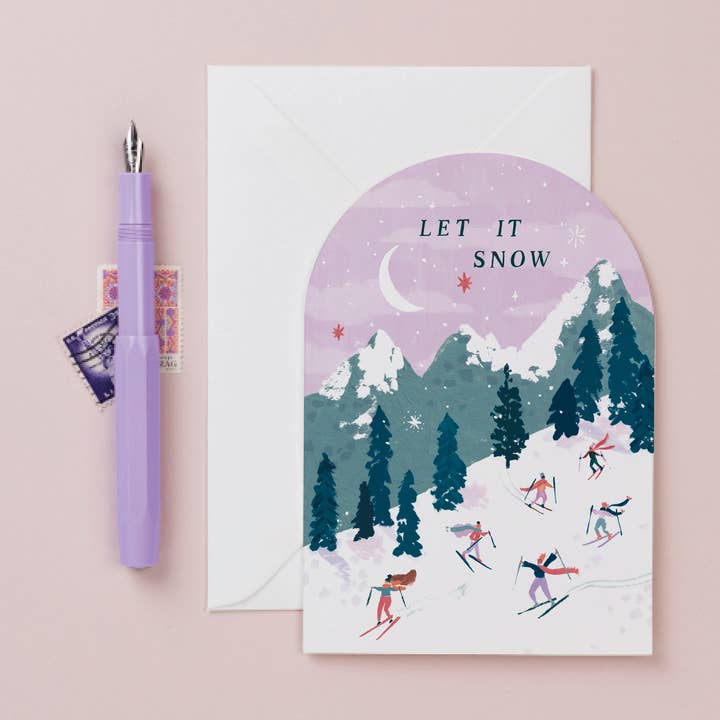 Tarjeta de Navidad para Esquiadores | Tarjetas de Festividades | Tarjetas Estacionales para venta al por mayor de Sister Paper Co.