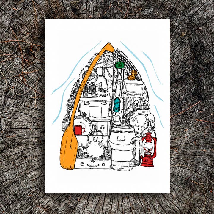 Soijen Illustrations - Wholesale Art Print - Gear-filled Canoe Art Print0