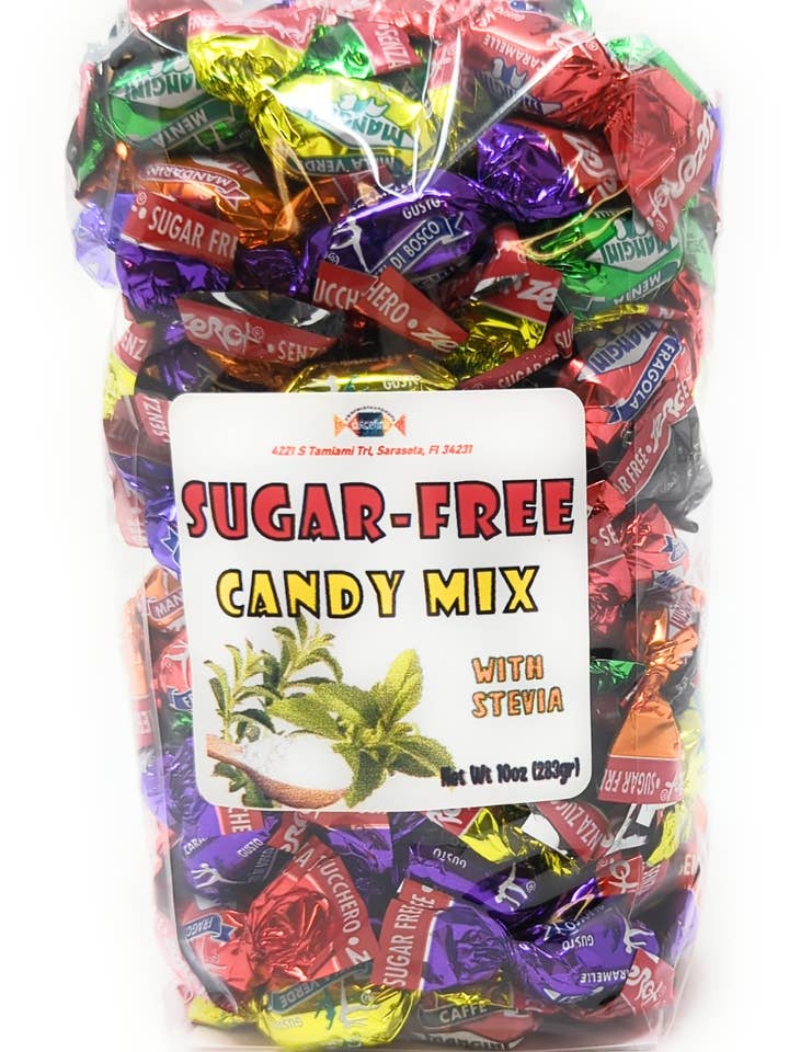 Sugar Free Candy Mix made in Italy W/ Stevia 10oz Bag for wholesale by Dulcefina Chocolate and Sweets