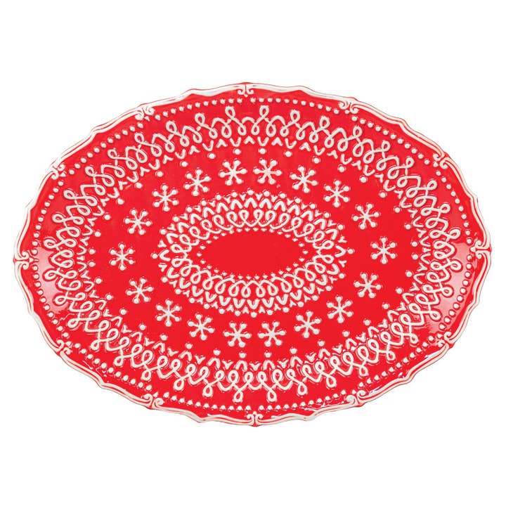 Festive Christmas Print Red Dish Large for wholesale by Hanna's Handiworks