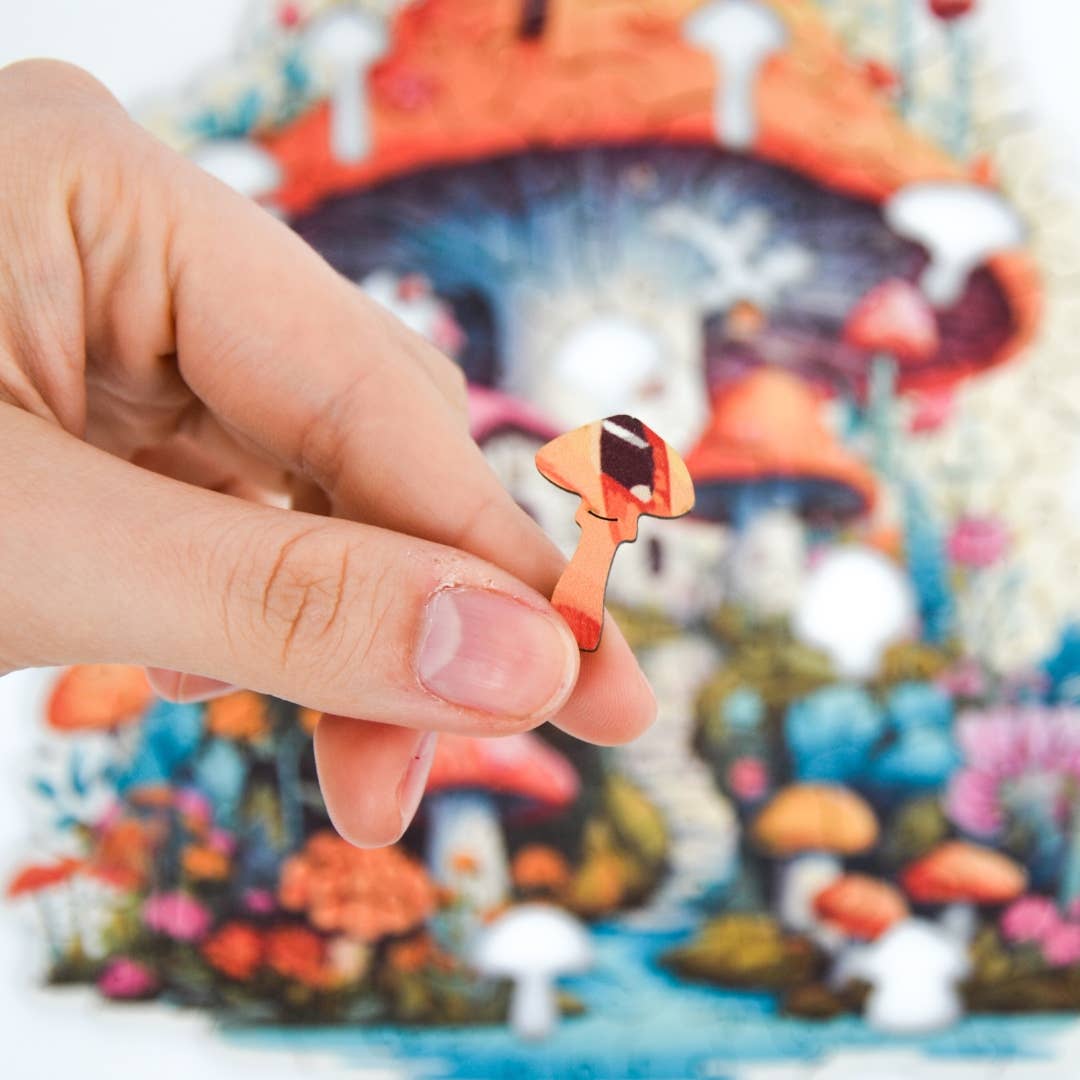 Lubiwood – Engroshandel Puslespil - Voksen – Mushroom House puslespil i træ A4 i premium æske2