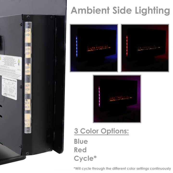 Sunnydaze Decor - Wholesale Fireplace Screen - 42 in Curved Wall-Mount or Freestanding Electric Fireplace