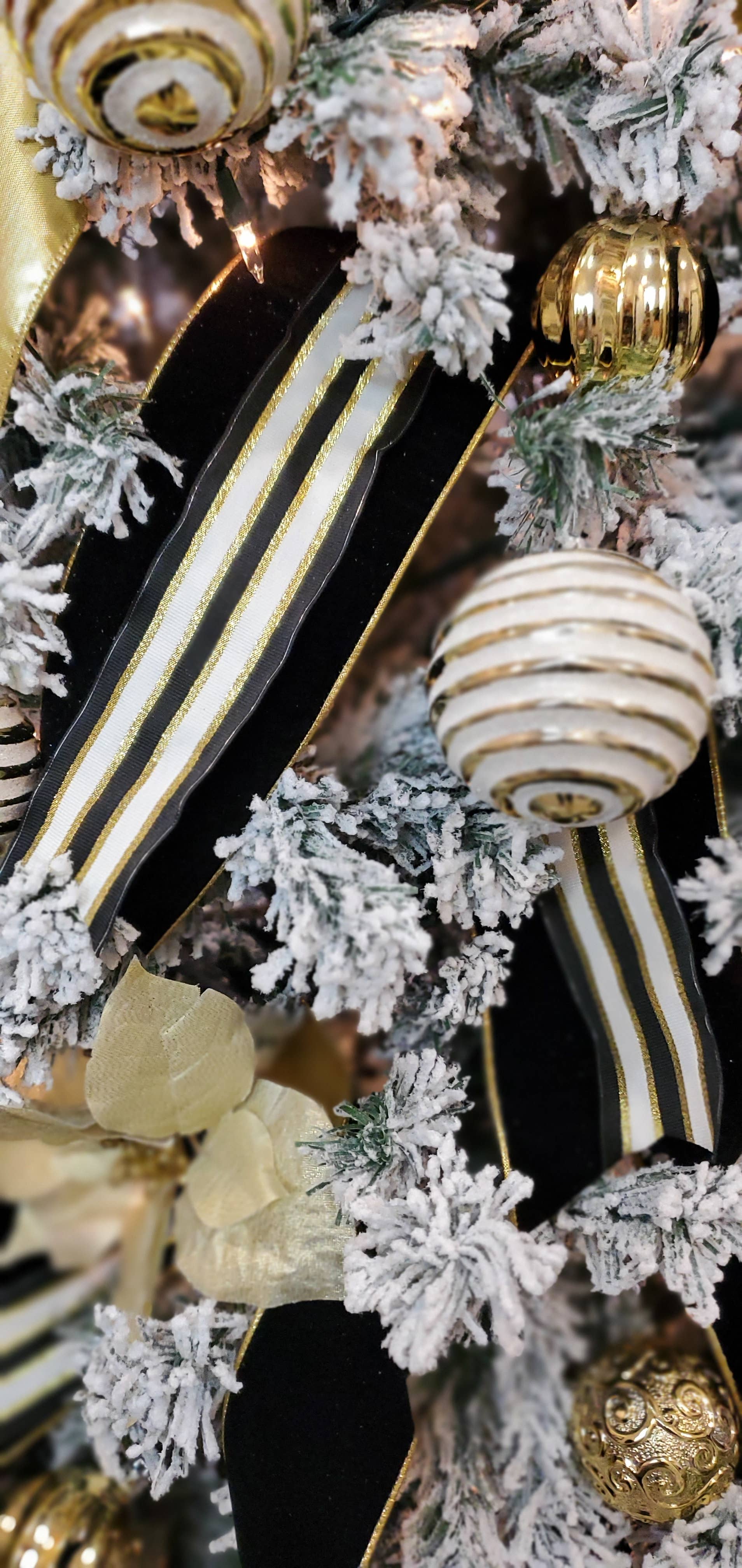 May Arts Ribbon - Wholesale Ribbon - Gift Wrapping - ~2" Black Woven Metallic Gold Stripe Wired Ribbon1