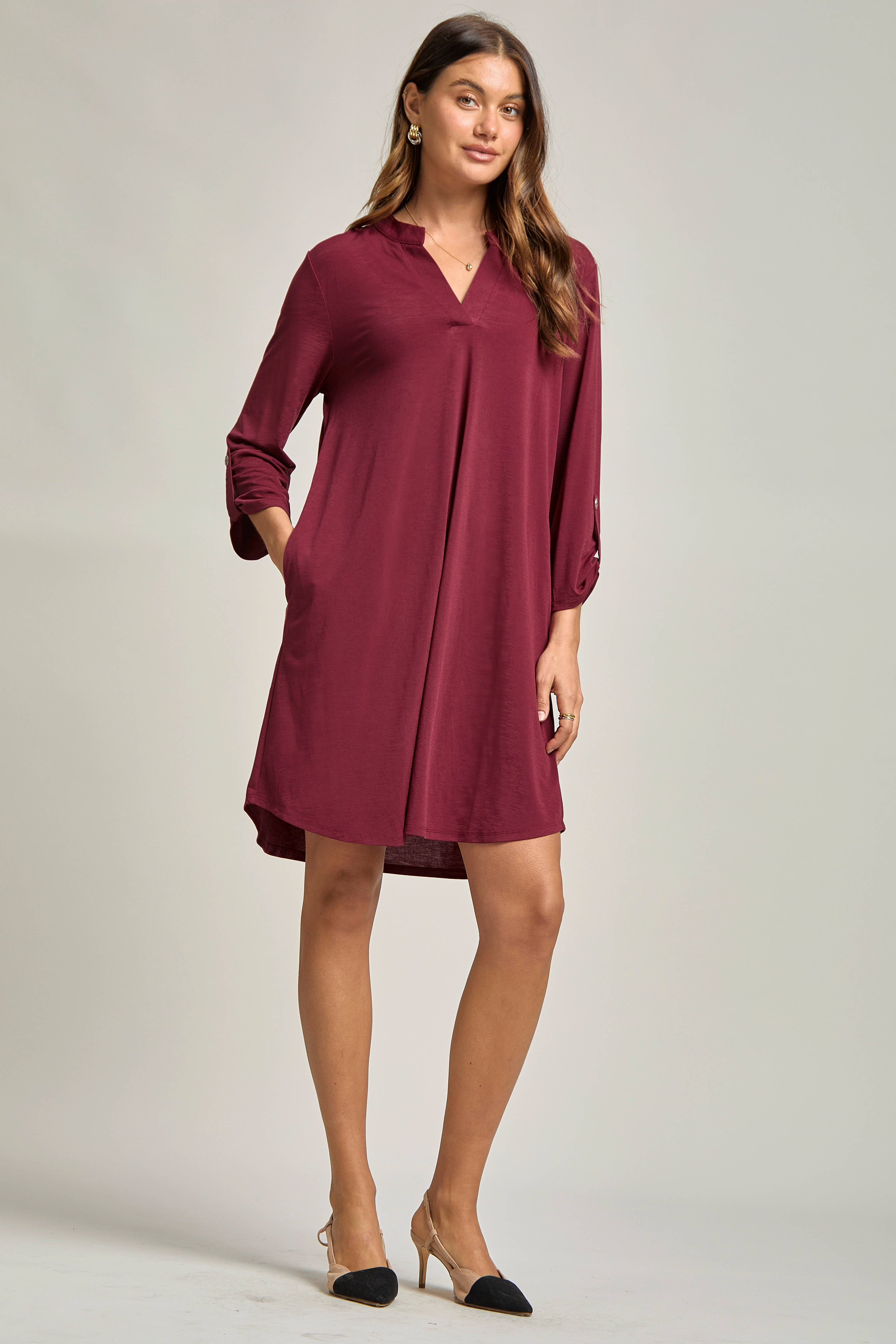 Dear Scarlett - Wholesale Dress - Women's - Solid A line 3/4 Sleeve Dress19