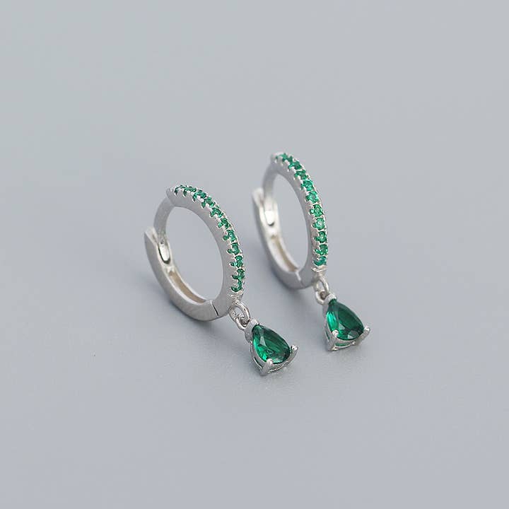 Perimade & Co. LLC - Wholesale Huggie earrings - Color Gemstone Drop Huggie Earrings in 925 Sterling Silver9