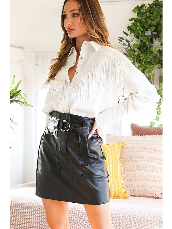 Vine & Love – Großhandel Hemd mit Button-down-Kragen – Damen – Fransen-Langarm-Snap-Westernhemd VT606243