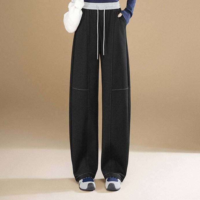 Sweatpants med vide ben og snoretræk i patchwork-design for engroshandel hos Ekartini