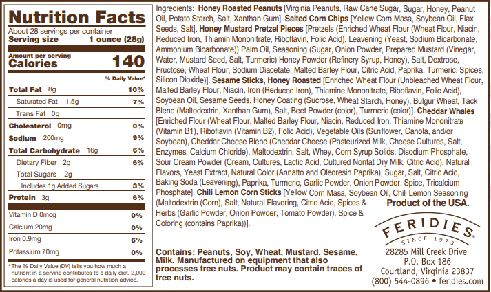 FERIDIES - Wholesale Trail Mix - 28oz Tin 5 O'Clock Crunch Snack Mix1