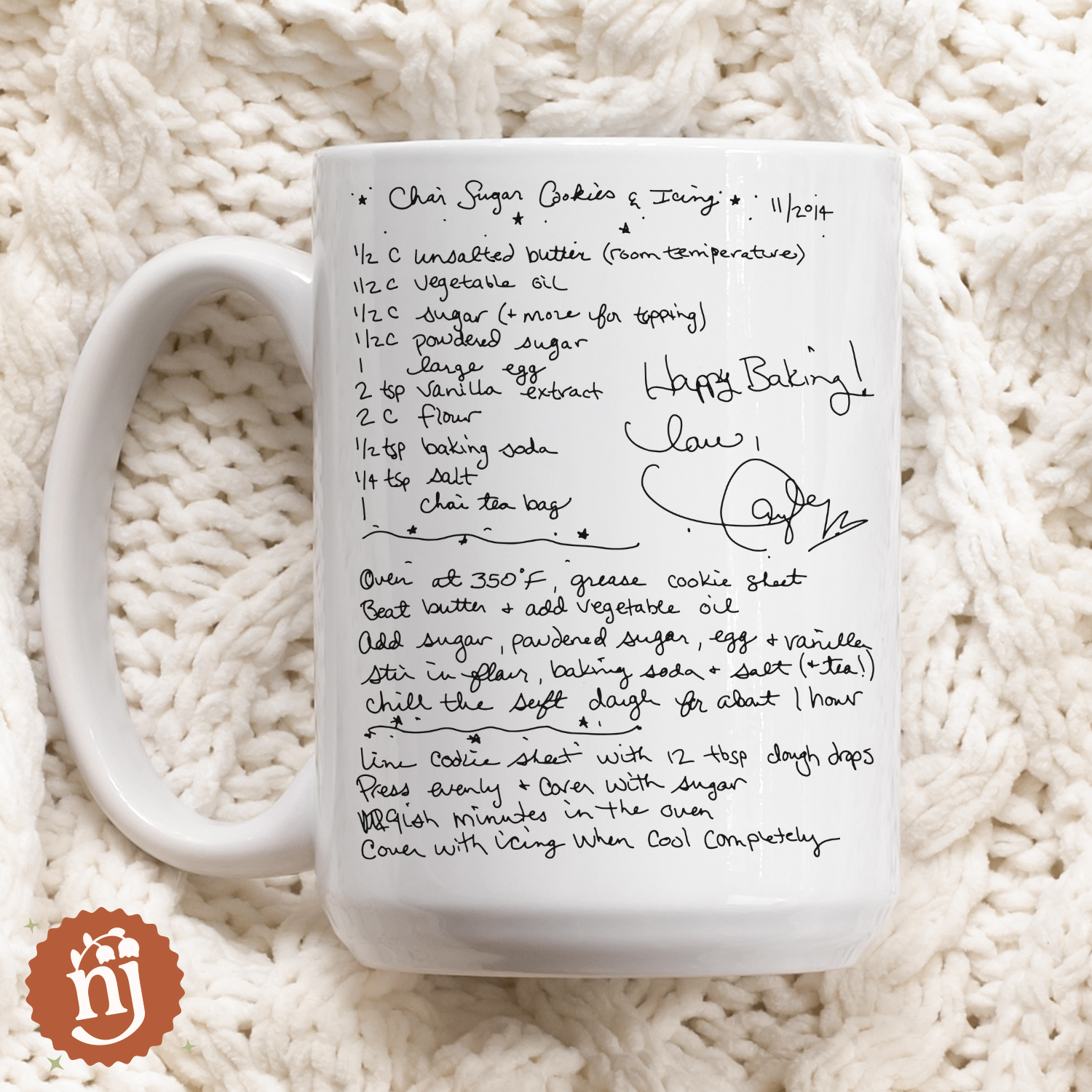 Nearly June Design Co - Wholesale Coffee Mug - Taylor's Chai Sugar Cookie & Icing Recipe Ceramic Mug1