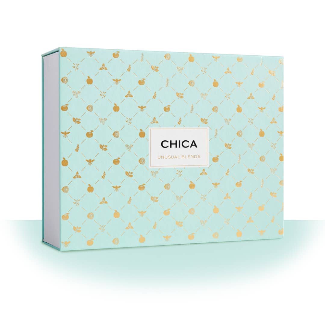 CHICA UNUSUAL BLENDS - Venta al por mayor Zumos/tónicos saludables - MANDARINA, HOJAS DE OLIVO, ROMERO Y TOMILLO ESTUCHE REGALO