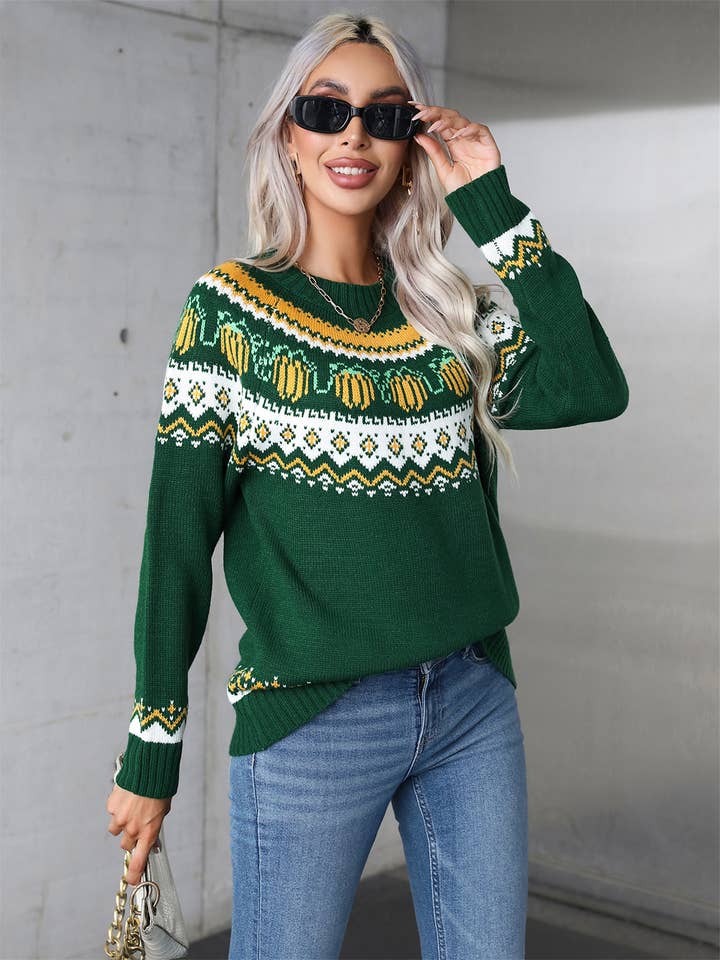 Lily Clothing - Wholesale Knit Sweater - Women's - TURTLENECK CHRISTMAS SWEATER WITH LONG SLEEVES