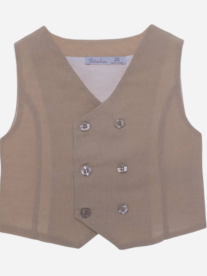 Jungenweste aus wassergrünem Leinen für den Großhandel von Patachou