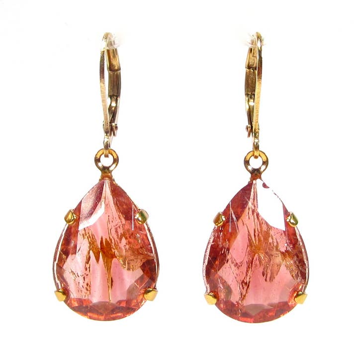 SoHo® Rose Gold Earrings With Vintage Glass Drops for wholesale by SoHo Schmuckmanufaktur