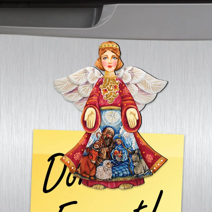 Nativity Angel Shape Refrigerator Eco Wood Magnets for wholesale by Designocracy