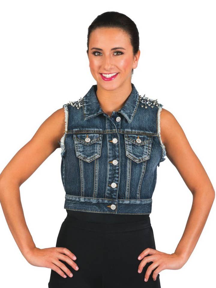 Studded Denim Vest for wholesale by Motionwear