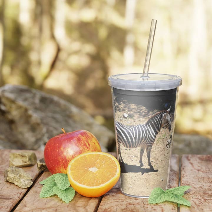 Transparente Vaso de plástico Zebra con pajita de venta al por mayor en Faire