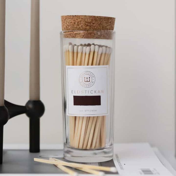 Large White luciferhouder met kurk, 15 cm voor wholesale door Eldstickan