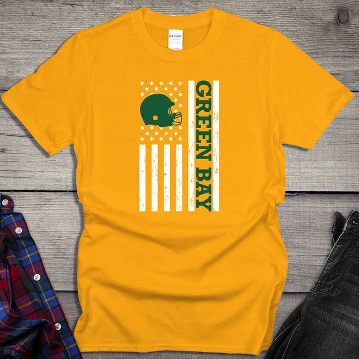 Green Bay Football Flag T-shirt for wholesale by Artopia